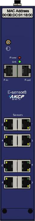 Image du produit AKCP E-Sensor8 - module d'extension, 8 ports et kit de montage DIN