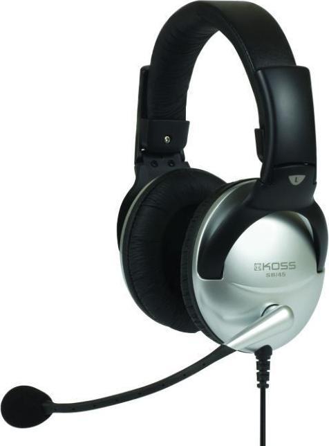 Image du produit Koss Casque SB45 serre-tête/sur oreille, 3.5mm (1/8" ), microphone, argent/noir, annulation de bruit (Filaire)