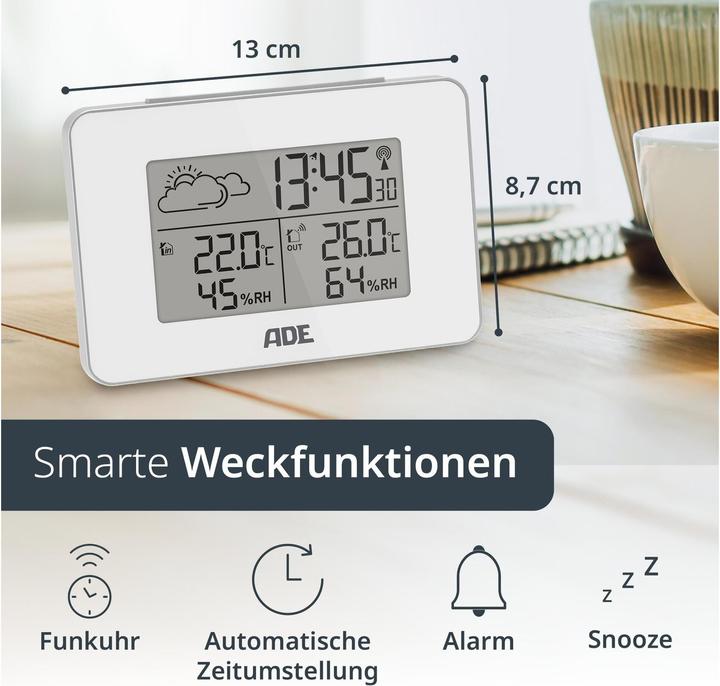 Image du produit ADE Wetterstation mit Funk-Aussensensor Weiss, Funktionen