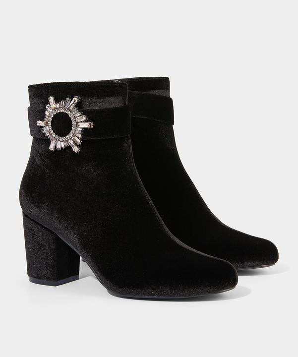Produktbild Joe Browns Velvet Diamanté Buckle Chunky Ankle Boots (39)