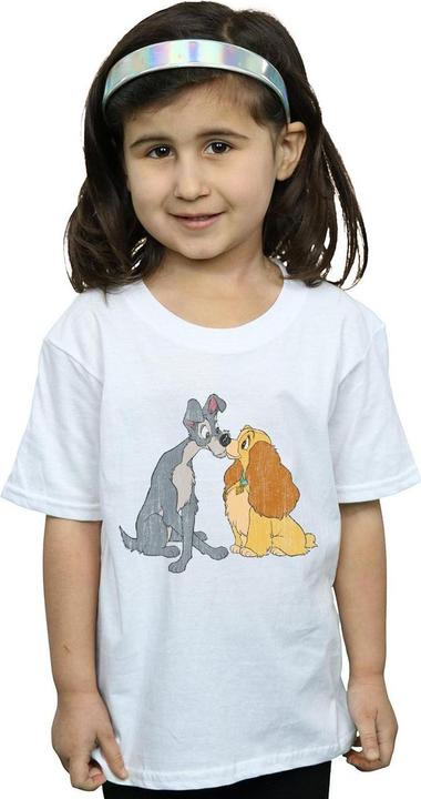 Immagine prodotto Disney Lady And The Tramp Distressed Kiss Maglietta Ragazze (152, 158)