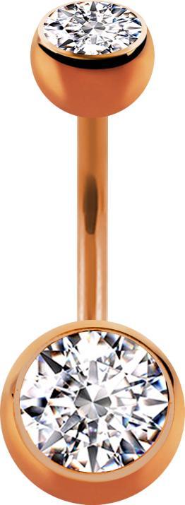Actual product image Star Piercing Micro Banana rose gold with two balls crystal silver (Surgical steel 316L, without brass)