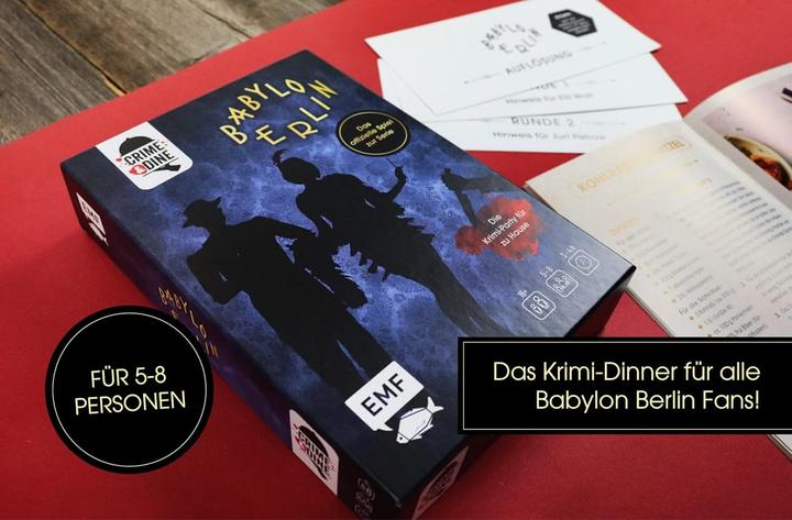 Immagine prodotto Crime & Dine – Das Krimi-Dinner-Set: Babylon Berlin – Das offizielle Spiel zur Serie! (Tedesco, Business Elephant Paperdice Solutions GmbH, 2022)