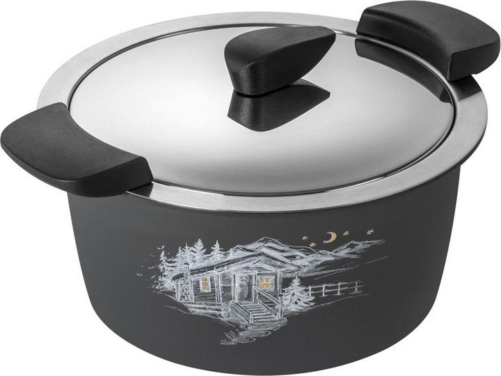 Produktbild Kuhn Rikon HOTPAN® Servierkasserolle grau mit Chalet 2.0 L · Ø 18 cm (18 cm, Kochtopf, Edelstahl)
