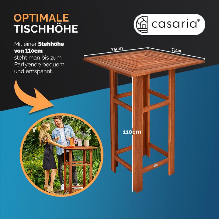 Produktbild Casaria Bartisch mit Hocker (75 x 75 x 110 cm)