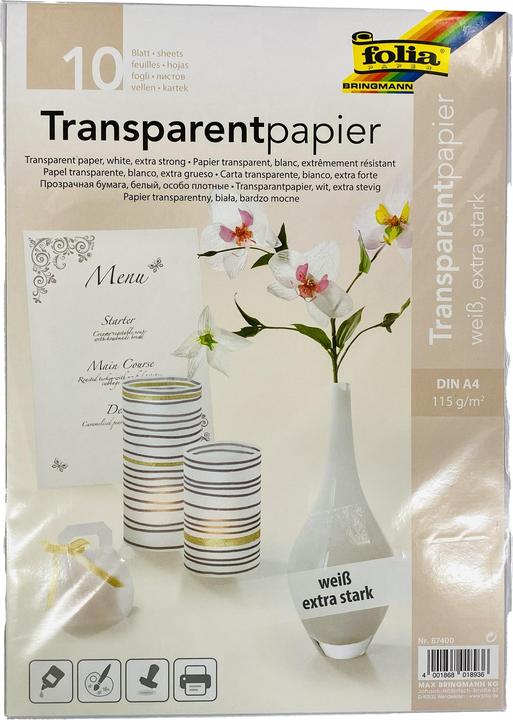 Image du produit Folia Papier transparent blanc extra fort (115 g/m², A4, 10 x)