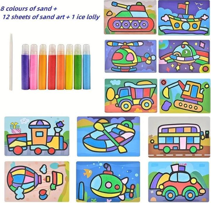 Activity Board Peinture au sable Kids Coloured Sand Baby Handmade Diy Production, Scratching Art Sand Painting Set