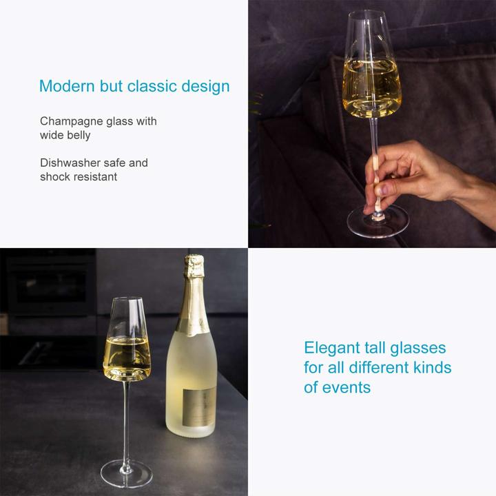 Image du produit Intirilife Lot de flûtes à champagne 220ml (22 cl, 2 Verres, Flûtes à champagne)