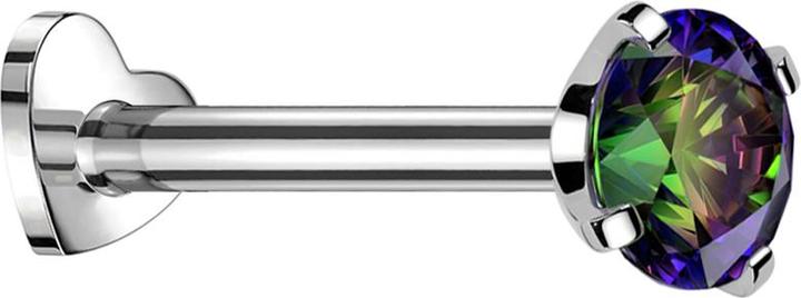 Produktbild Star Piercing Micro Labret Herz Innengewinde silber Kristall dunkel multicolor gefasst (ohne Messing, Titan G23)