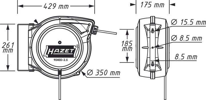 Actual product image HAZET Electric Cable Reel | 9040D-2.5 (20 m, 2.50 mm²)