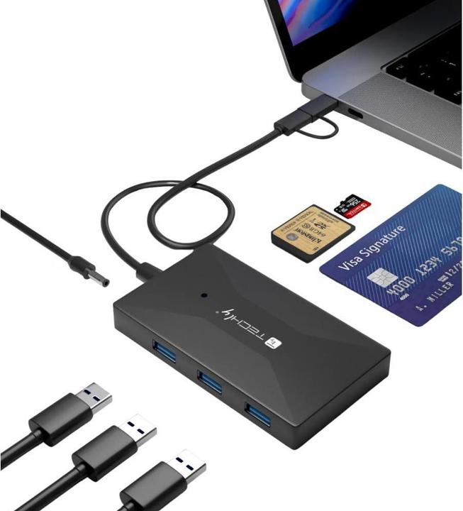 Actual product image Techly Multi-card reader and HUB USB-A/C (Type-B)