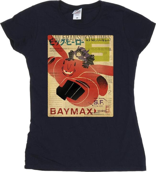 Immagine prodotto Disney Big Hero 6 Baymax Flying Baymax Newspaper Maglietta Donna (L)