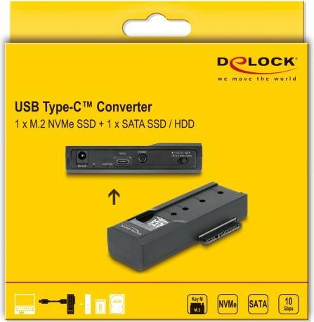 Produktbild Delock USB Type-C Konverter für 1 x M.2 SSD oder 1 x SATA SS