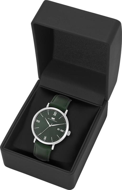 Produktbild Quarzuhr Adelsmann Echtleder Silber - 34102 (Analoguhr, 42 mm)