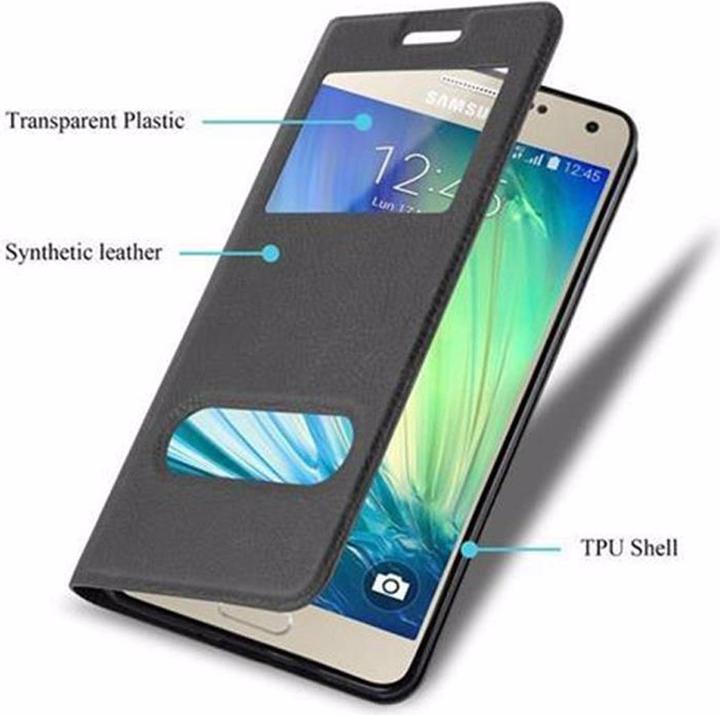 Actual product image Cadorabo Book with View double window cover (Samsung Galaxy A3)