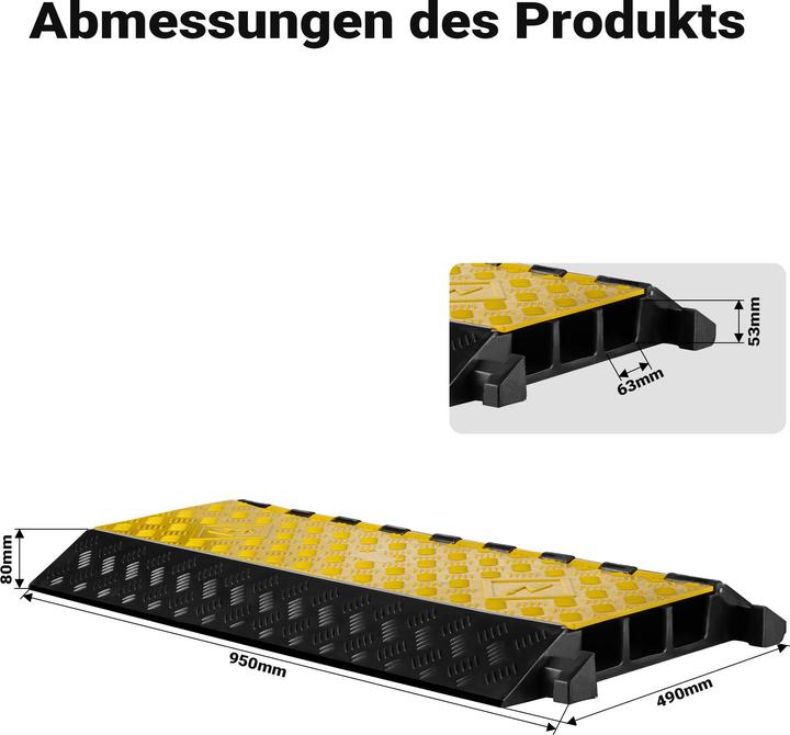 Image du produit Wiltec Canal Pont de câble 50t 40km/h Protection anti-collision 95x49x8cm Canal de câble (Pont de câbles, 95 cm)