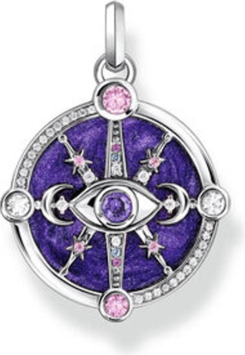 Produktbild Thomas Sabo Kettenanhänger Auge mit kosmischen Details und bunten Steinen Silber geschwärzt (Emaille, 925er Silber)