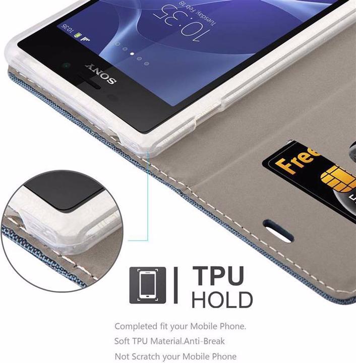 Actual product image Cadorabo Book Jeans Optics Cover (Sony Xperia M2 Aqua)