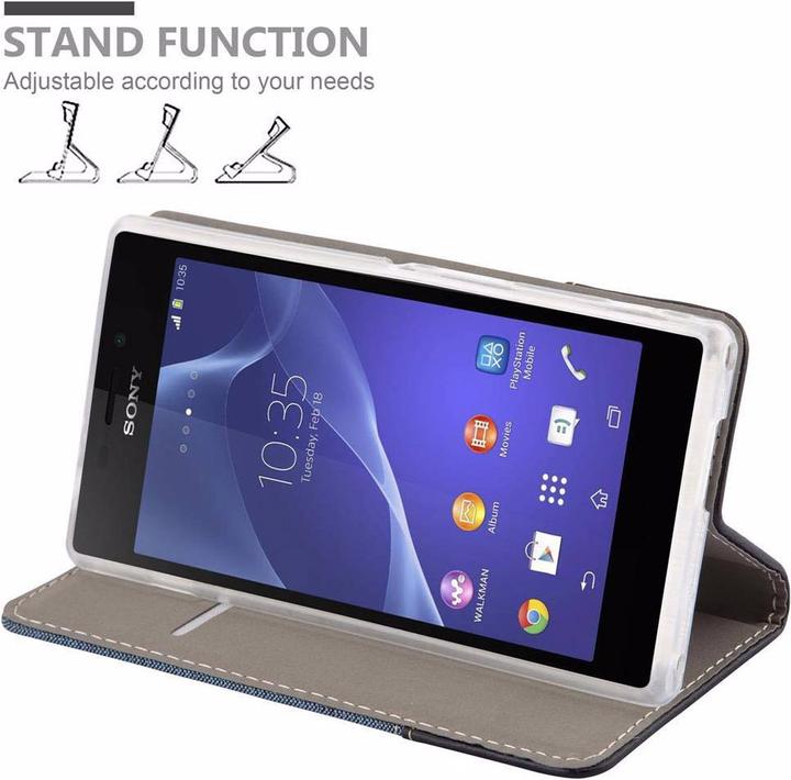 Actual product image Cadorabo Book Jeans Optics Cover (Sony Xperia M2 Aqua)