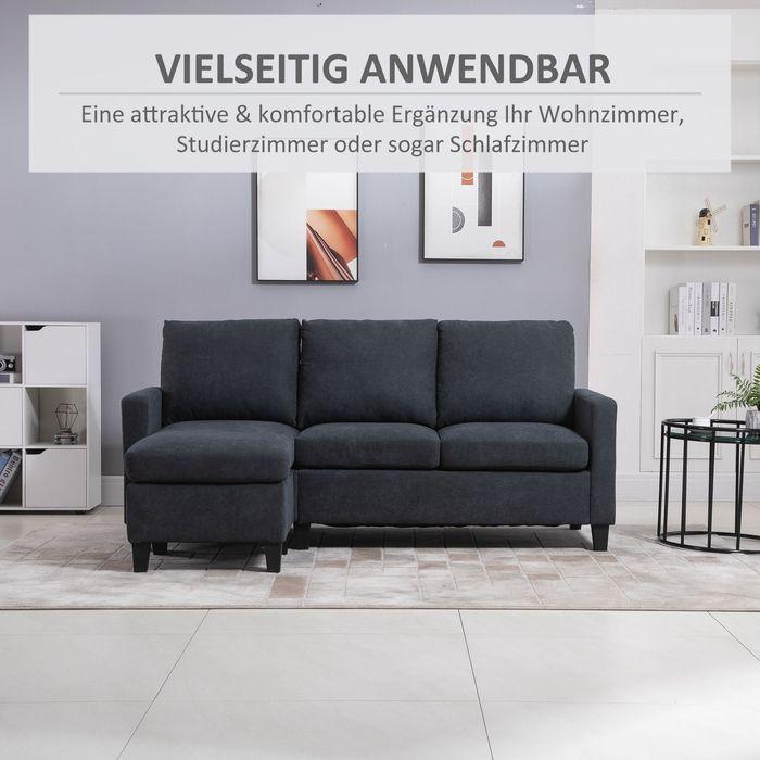 Immagine prodotto Swisshandel24 Divano ad angolo Divano in tessuto Set di divani ad angolo con chaise longue reversibile a L Grigio (Divano ad angolo)