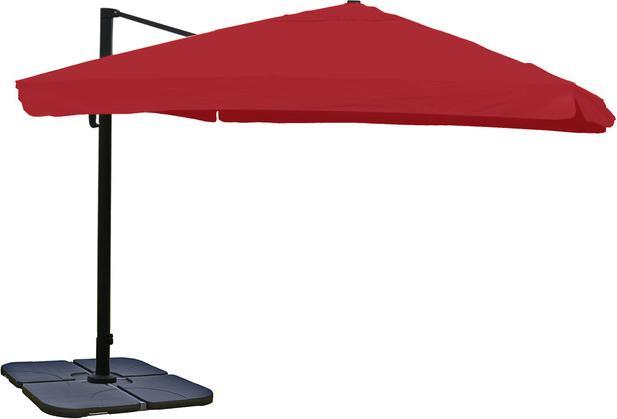Image du produit Swisshandel24 Parapluie, parasol Gastronomie 3x3m (Ø4,24m) polyester/alu 23kg, Flap, bordeaux avec support - (3 m)