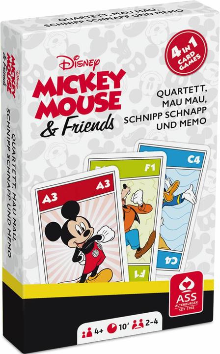 Produktbild ASS Altenburg 22501530 - Disney Mickey & Friends: Quartett 4 in 1, für 2-4 Spieler, ab 4 Jahren (Englisch)