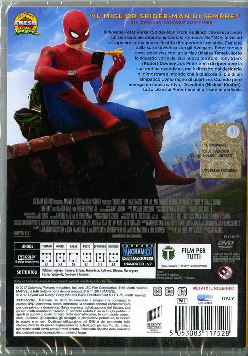 Image du produit Spider-Man: Homecoming (DVD, 2017, Russe, Ukrainien, Italien, Anglais, Espagnol)