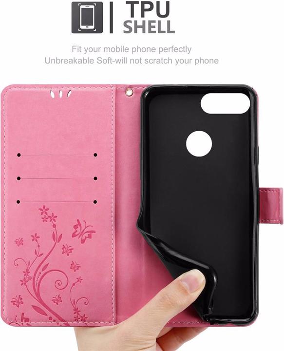 Actual product image Cadorabo Flower Book Cover (Huawei Enjoy 7S, Huawei P Smart (2018))