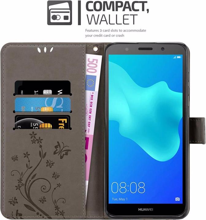Image du produit Cadorabo Couverture du livre de fleurs (Huawei Y5 (2018), Huawei Y5 Prime 2018)