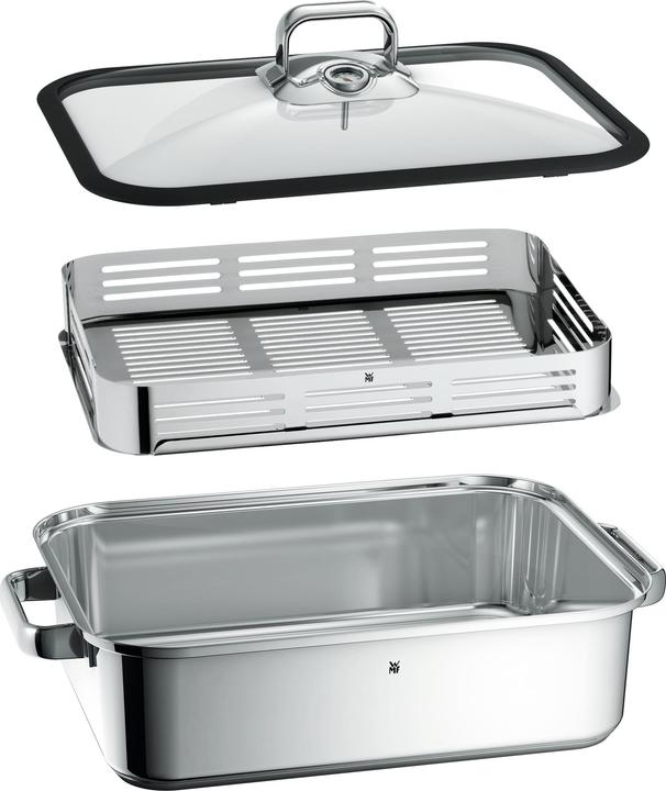 Produktbild WMF Dampfgarer Bräter 3,5l Glasdeckel Garblech Vitalis Compact Edelstahl (Bräter + Schmortopf, Edelstahl)