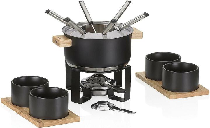 Actual product image Kela Fondue set GUNTEN 16-piece stainless steel with 4 ceramic bowls (Fondue Bourguignonne)