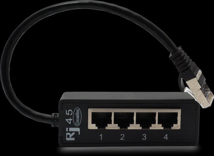 Image du produit Apfelkiste 4-fach Ethernet LAN RJ45 Netzwerk Adapter Splitter Cat7 / Cat6 / Cat5 - Schwarz