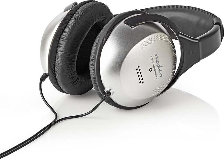 Immagine prodotto Nedis Cuffie Over-Ear con cavo | Lunghezza del cavo: 2,70 m | Controllo del volume | Nero / Argento (Cablato)