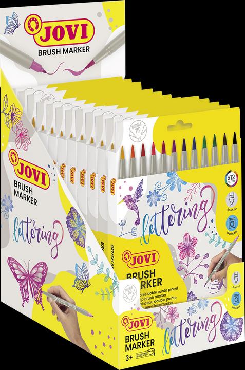Immagine prodotto Jovi Brush Marker pennarelli in fibra con doppia punta (Grigio con cappuccio in colore di scrittura, 12 x)