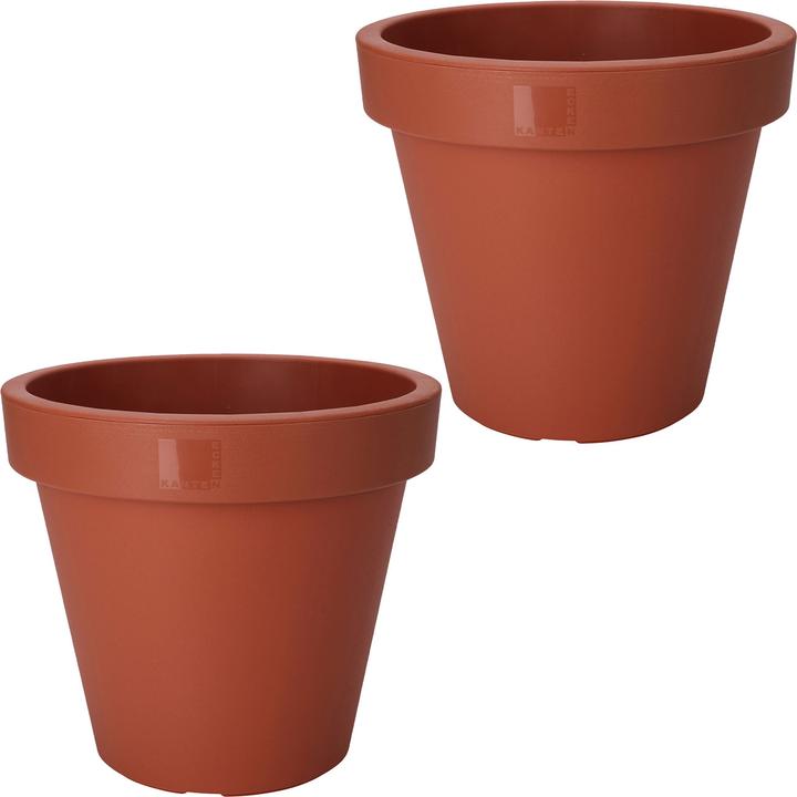 Produktbild ProGarden 2er-Set Blumentopf rund, terracotta, Pflanztopf aus 100% recyclebaren Kunststoff, Ø 25 cm