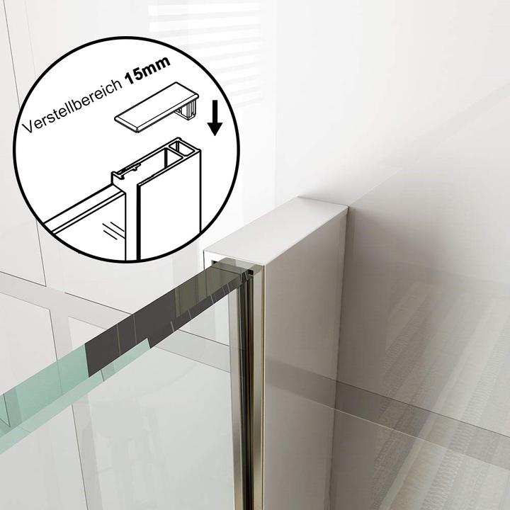 Actual product image SONNI 100x195 cm Walk in shower enclosure, NANO ESG 8 mm, shower enclosure glass wall with stabiliser (100 cm, 120 cm, 195 cm)