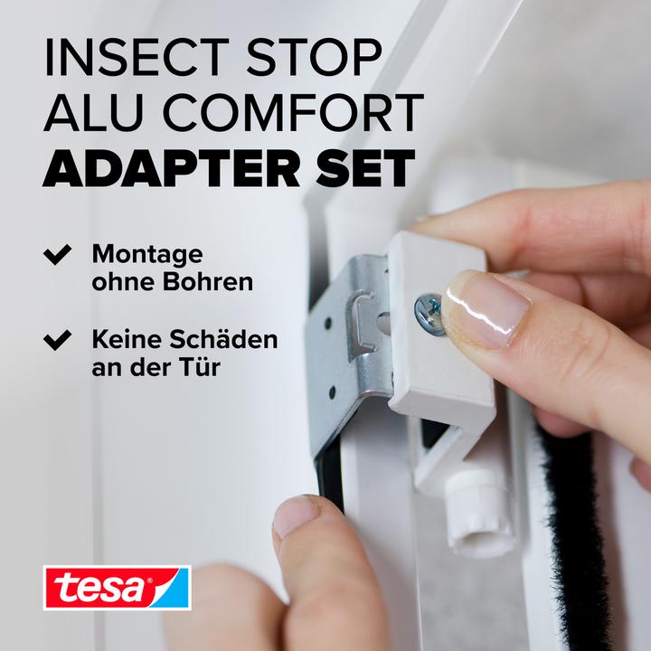 Produktbild tesa Insektenschutz Alu COMFORT Adapter für Türen, zur Montage ohne Bohren