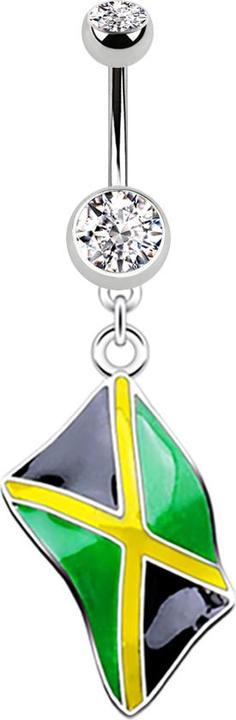 Image du produit Star Piercing Banane silber mit Anhänger Flagge Jamaika (sans laiton, Acier chirurgical 316L)