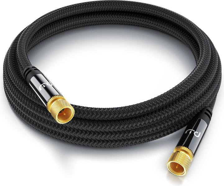 Produktbild Primewire HDTV Satellitenkabel mit Stoffummantelung, SAT Kabel, 135dB 75 Ohm, 8k, 4k, HDTV, F Stecker, schwarz (135 dB, Antennenkabel)