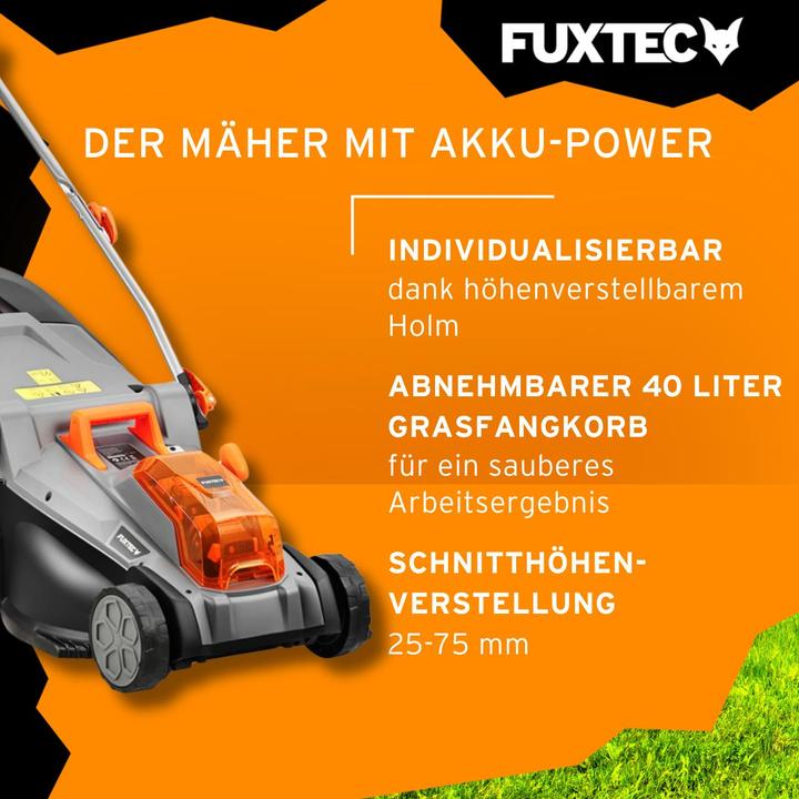Actual product image Fuxtec 40V cordless lawn mower FX-E2RM37SET (Rechargeable battery operated)