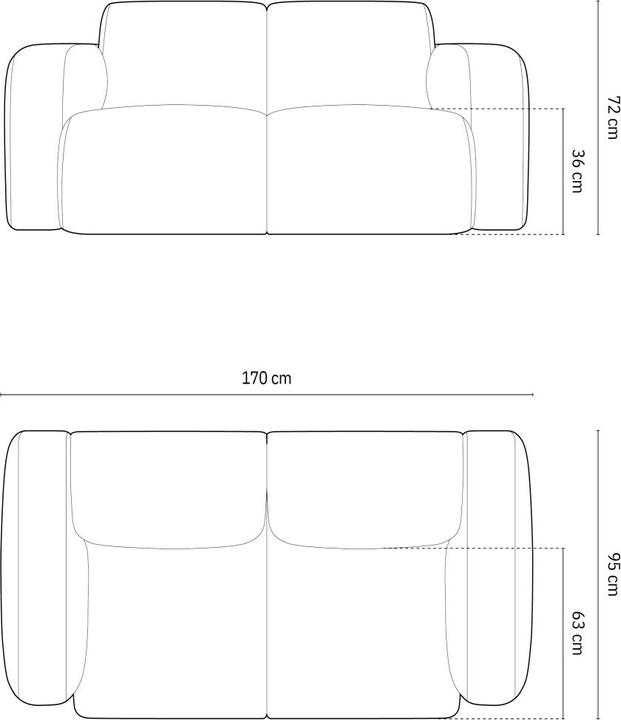 Actual product image Micadoni Sofa, "Molino", 2 Seats, 170x95x72Made in Europe (2 person sofa, 3-seater, 4-seater)