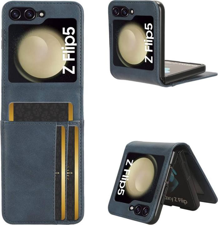 Produktbild Cover-Discount Galaxy Z Flip5 - Etui Hülle mit Kartenfächer blau (Samsung Galaxy Z Flip5)