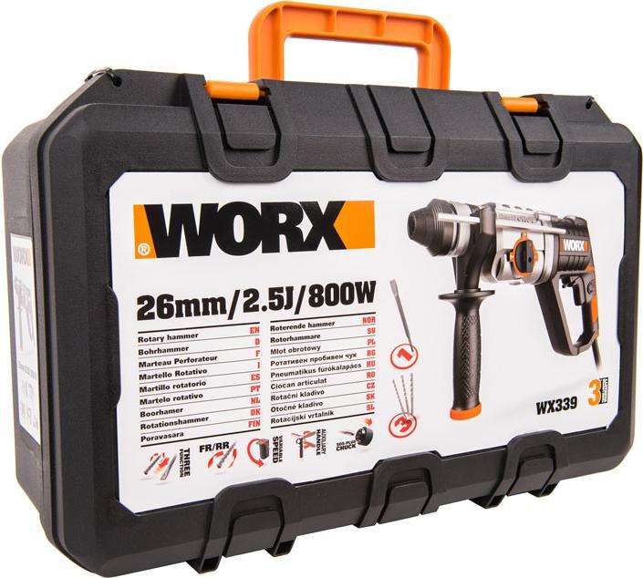 Productafbeelding Worx Klopboormachine sds + 800w 2,5j, koffer WX339 (Elektrische stroom)