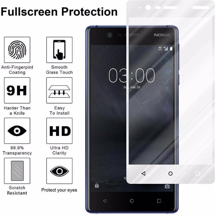 Actual product image Cadorabo Full screen display protection glass (1 Piece, Nokia 3.1)