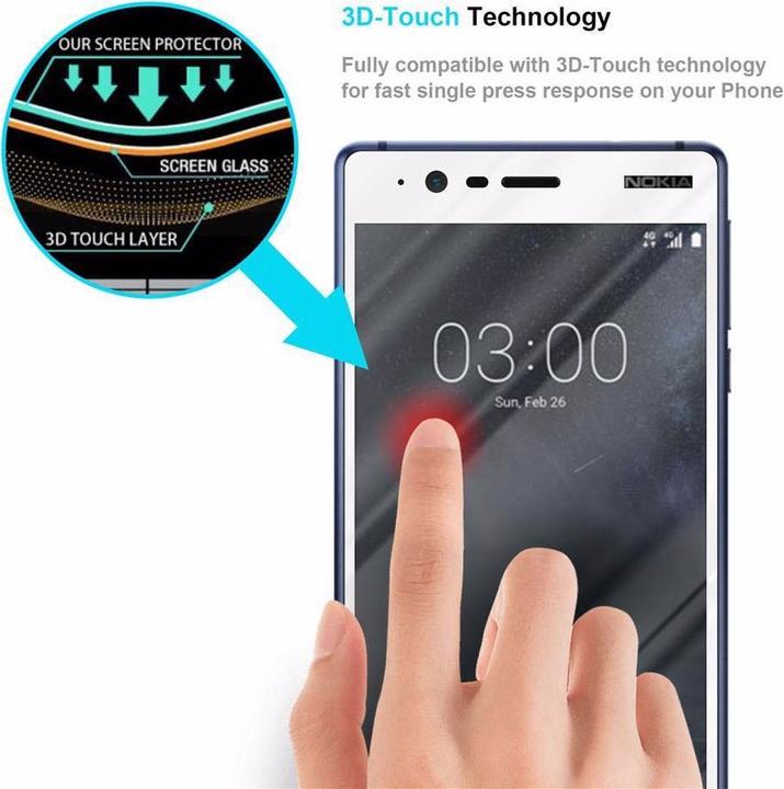 Actual product image Cadorabo Full screen display protection glass (1 Piece, Nokia 3.1)