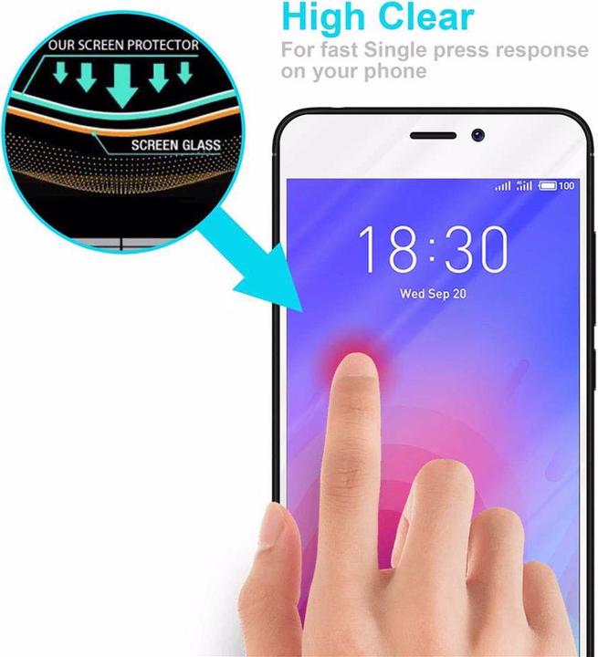 Actual product image Cadorabo Full screen display protection glass (1 Piece, Meizu M6)