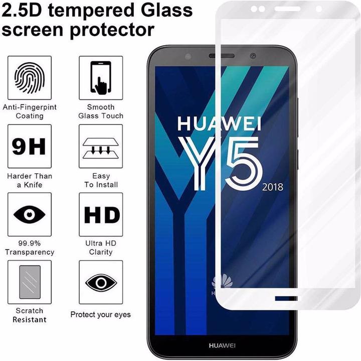 Actual product image Cadorabo Full screen display protection glass (1 Piece, Huawei Y5 (2018), Huawei Y5 Prime 2018)