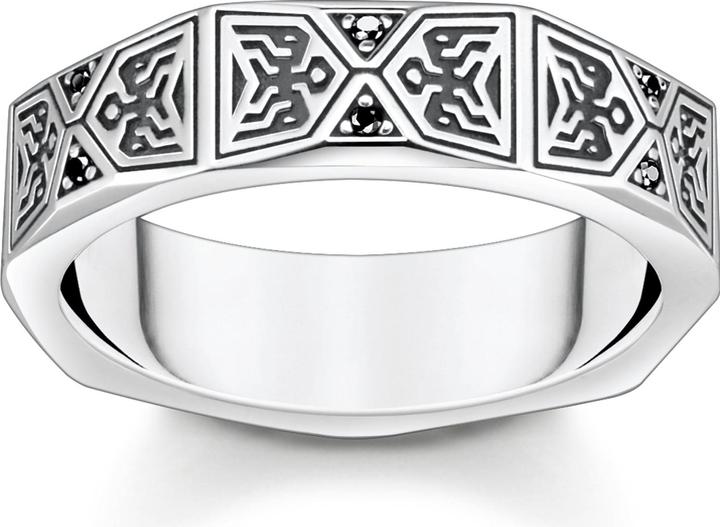 Produktbild Thomas Sabo Ring Facettiertes Design mit Schwarzen Steinen Silber (62, 925 Silber)