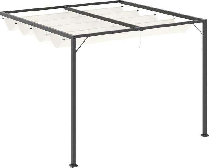 Produktbild Swisshandel24 Pergola Pavillon 3x3m Gartenpavillon BBQ-Pavillon mit Stoffdach wetterfest Metall Polyester Cremewei (300 cm, 300 cm)