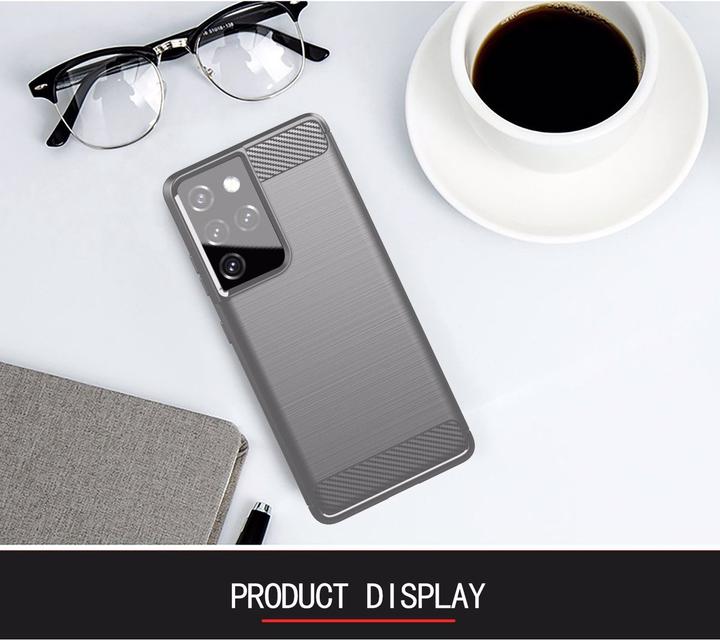 Produktbild Cadorabo TPU Ultra Slim carbon edelstahl Kombi Cover (Samsung Galaxy S21 Ultra)